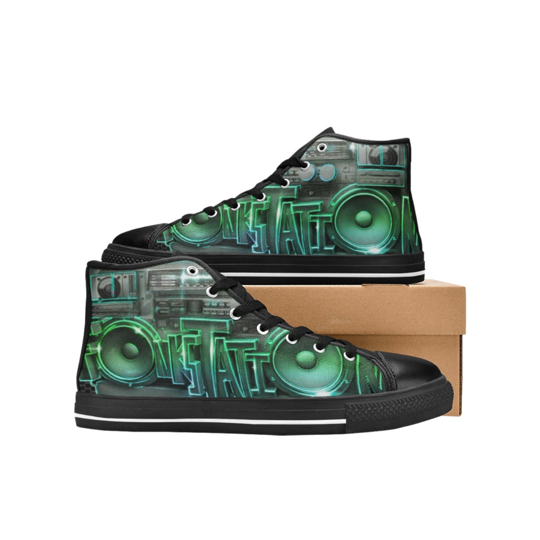 Fonkstation Hi-Top Boombox Sneakers-Black