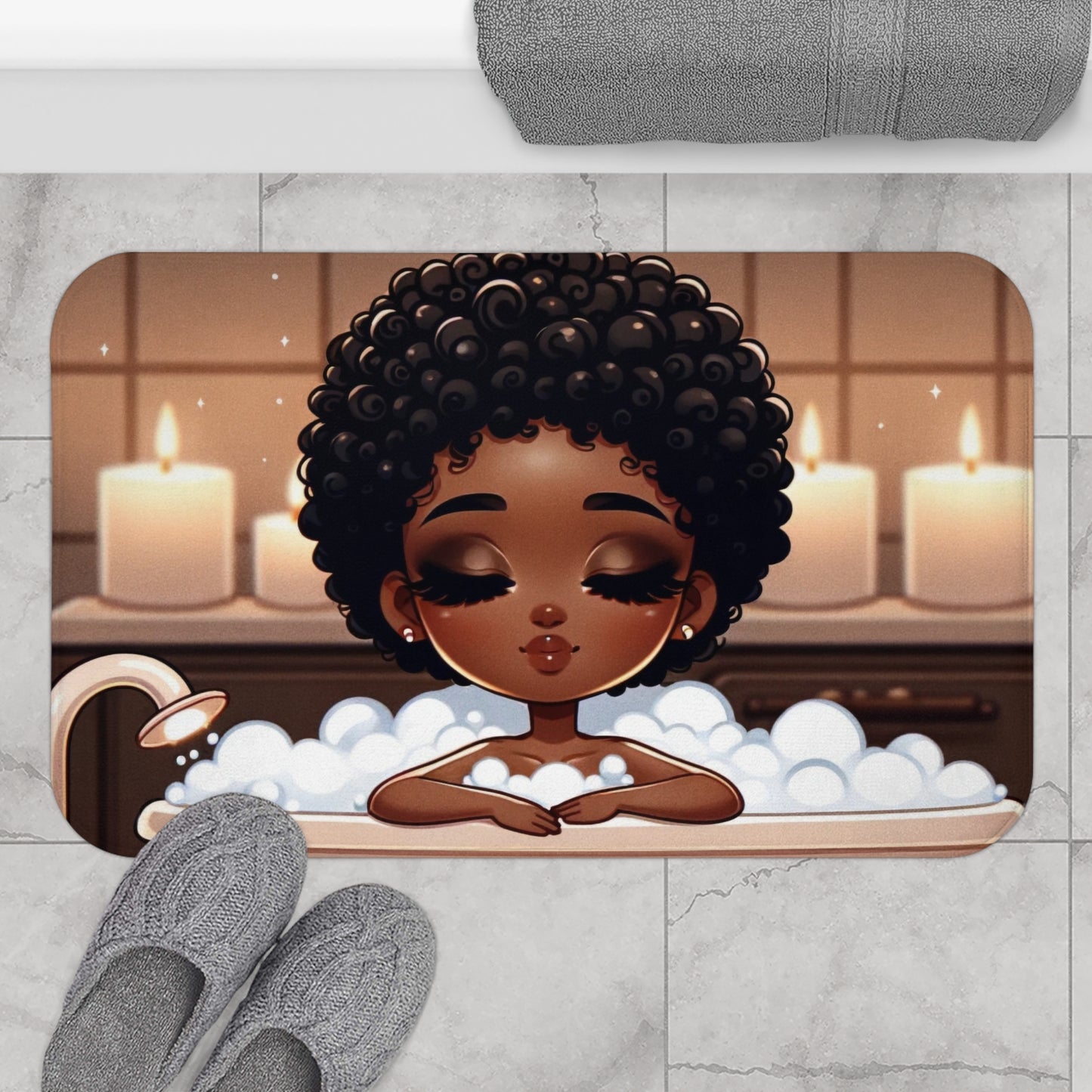 "Bubble Bliss Cozy Retreat Bath Mat"