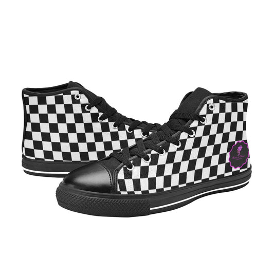 Black and White checks High Top sneakers